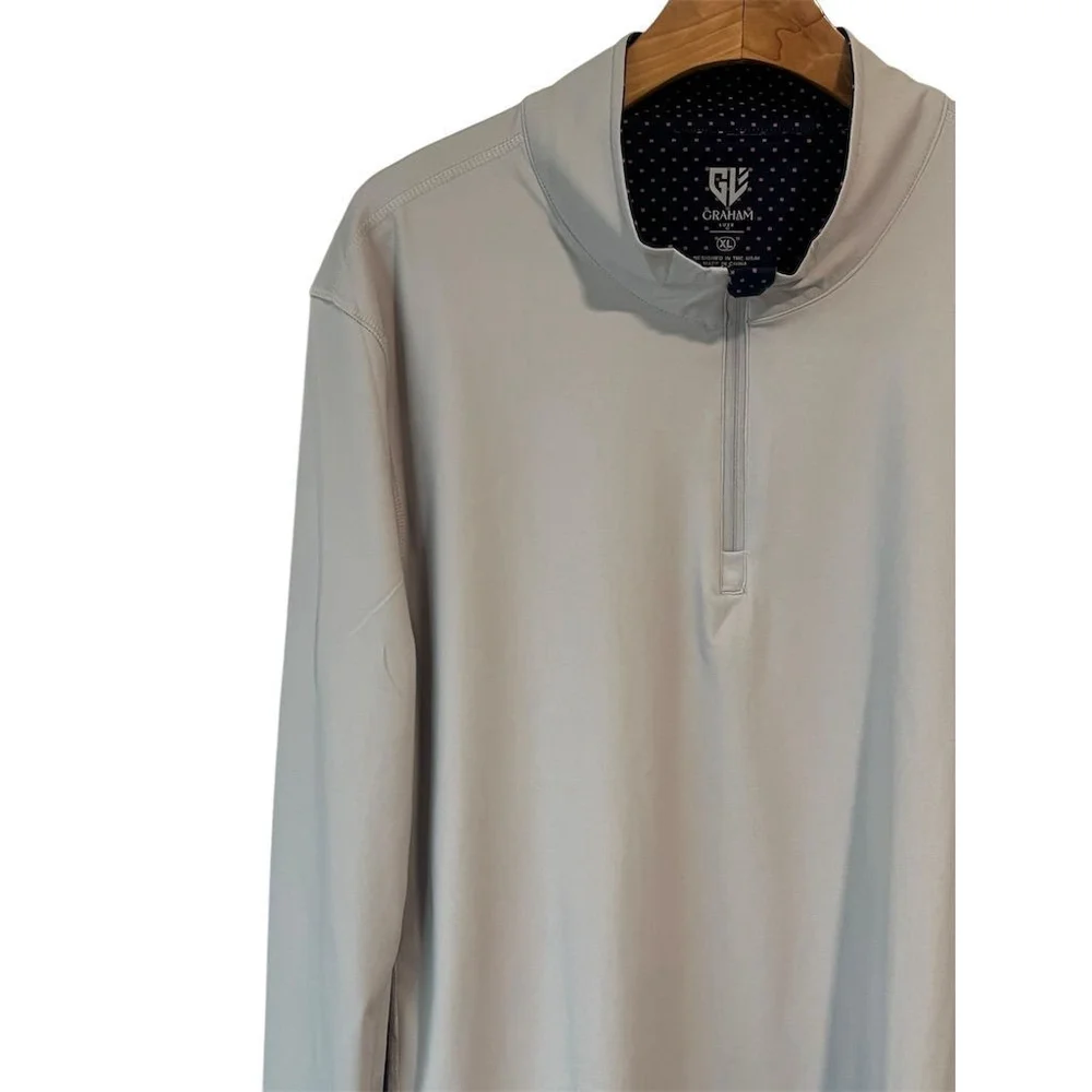 Graham Luxe Jacket Mens XL Gray Pullover Quarter Zip Lightweight Water Resistant